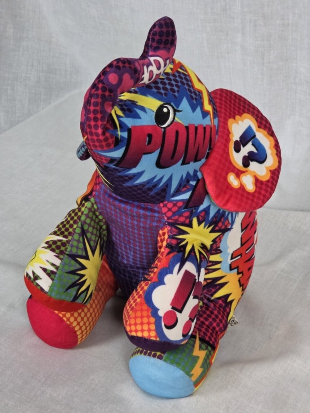 Pop Art Elephant Plush Stuffed Animal Soft Comic Book POW WHAM Colorful 17" Baby